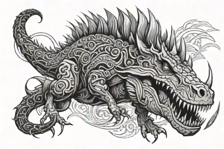 Jurrasic Park Line Drawing Tribal