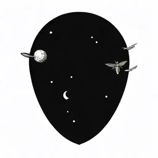 Deaths Head Moth Leaving A Trail Of Planets Stars And Nebulas