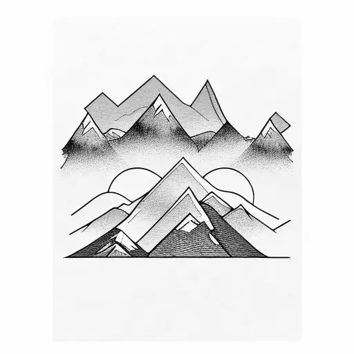 Sunrise Over Mountain Range With Forest