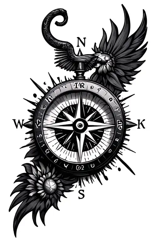 Compass Surrounded By Various