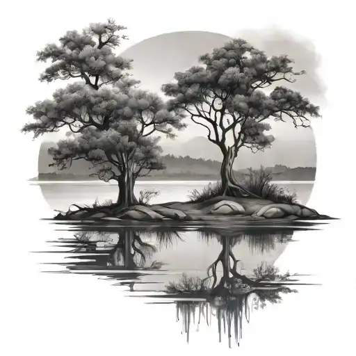 A Tree In The Middle Of A Lake