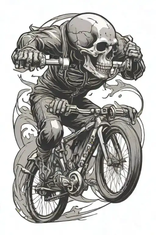 A Cyclist Riding With A Skull Head