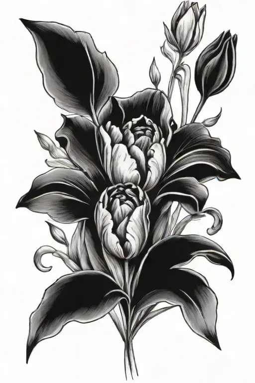 Birth Date With Tulips Around Them Goes