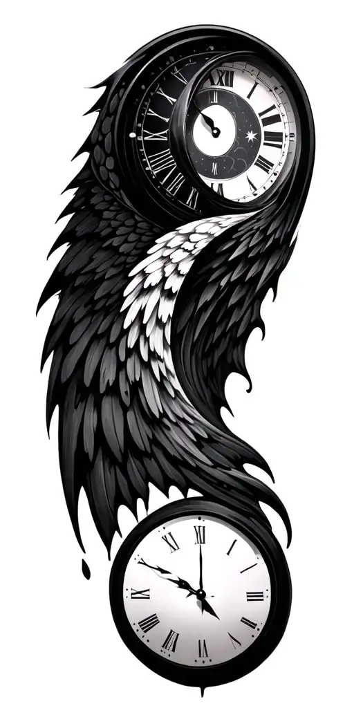 Angle Wing Ying Yang Melting Clock