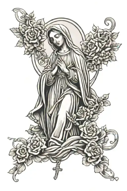 Virgin Mary Holding Rosary