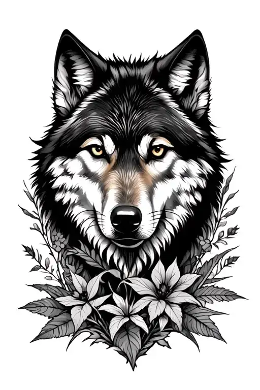 Sleeve With A Wolf And Plants