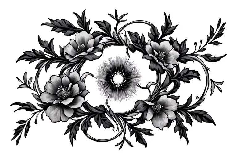 Roman Numerals Vines Flowers