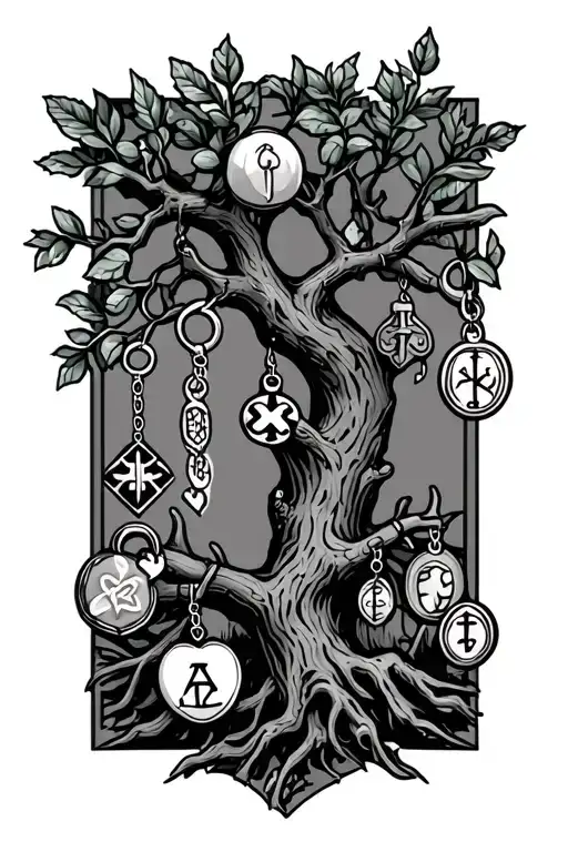 One Branch Of A Tree With Different Luck Charms H Z