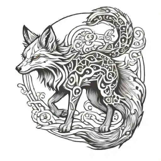 Demonic Kitsune Fox Walking Down