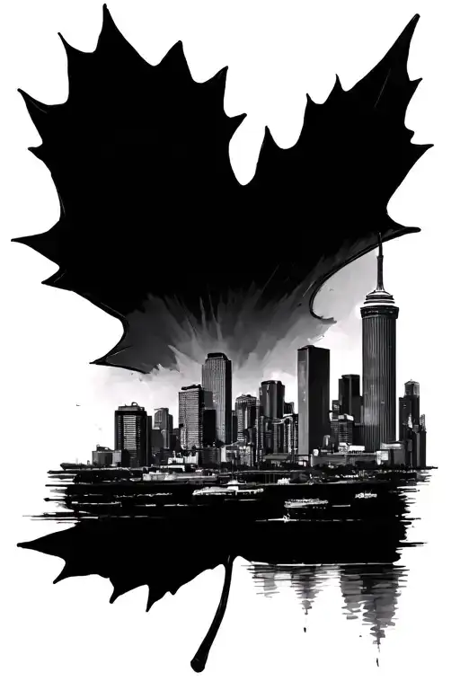 Maple Leaf With Toronto Skyline And Philippines