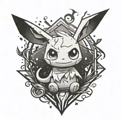Create A Tattoo Of The Pokemon Mimikyu With A Rhombus Behind It
