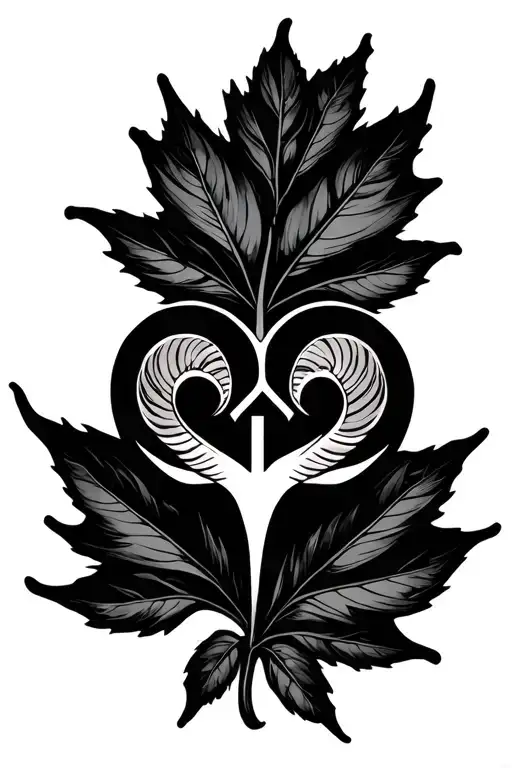 Leaf With Aries Zodiac Sign Inside Of It