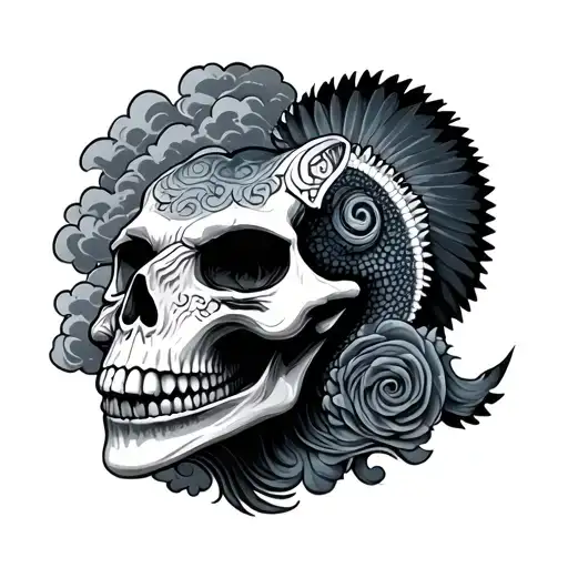 Chameleon Clouds Skull Wearing
