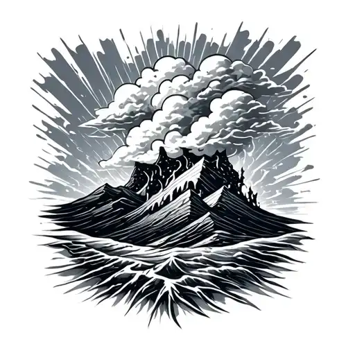 Rainstorm And Sun Rays With Clouds