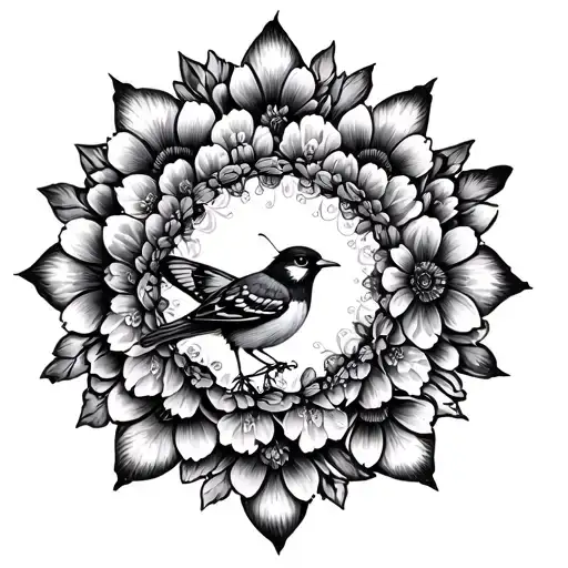 Flowers Mandala Bird Butterfly's
