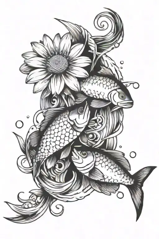 Daisy And Pisces Fishing Swimming Opposite From Each Other