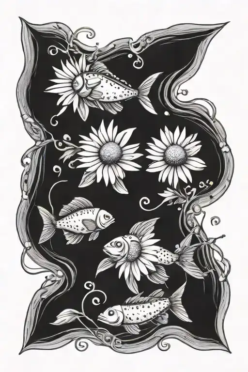 Daisy And Pisces Fishing Swimming Opposite From Each Other