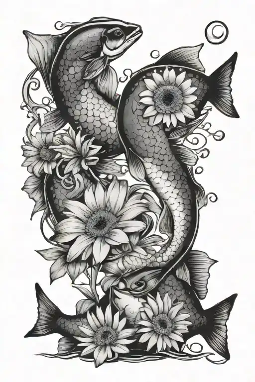 Daisy And Pisces Fishing Swimming Opposite From Each Other