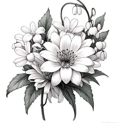 Lily Of The Valley And Chrysanthemum