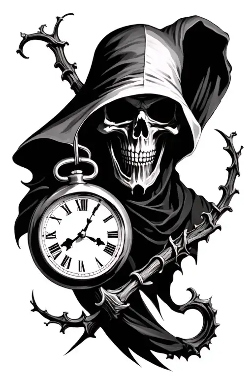 Realistic Grim Reaper With Clock Face