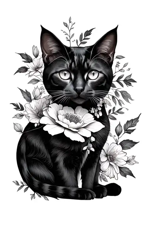 Floral And Cat
