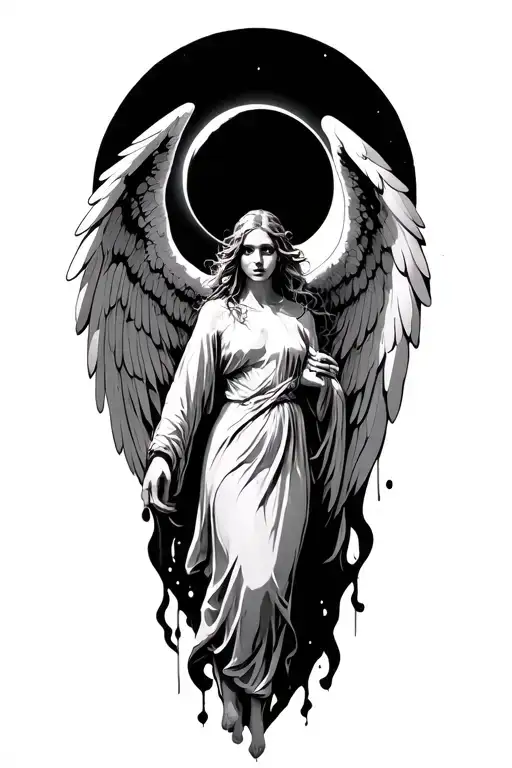 Cosmic Horror Angelic Being In Front Of A Black Hole