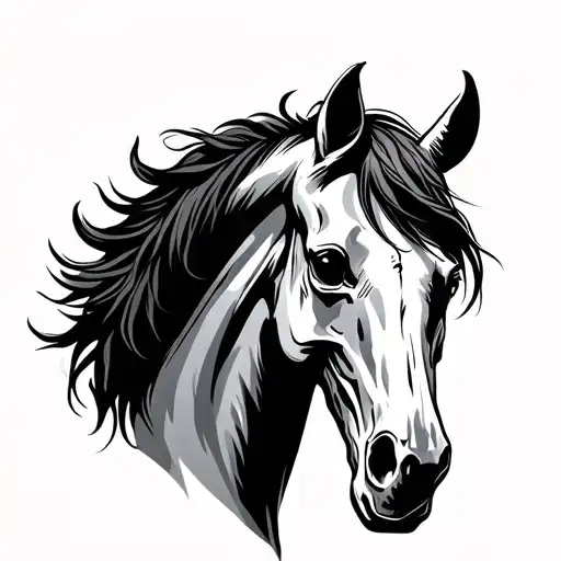 Horse Head With Part Of Skull Showing