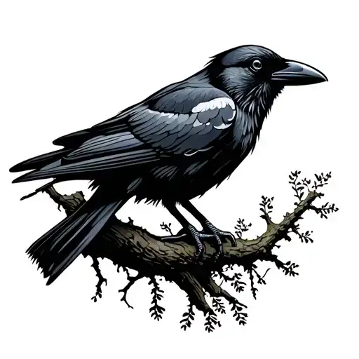 Crow Sitting On Tree Silhouette