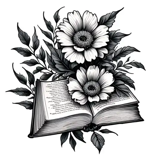 Book And Flowers Intertwined