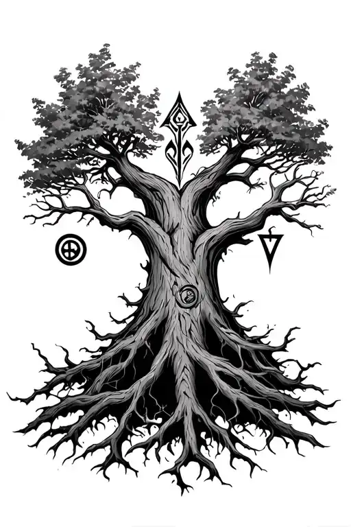 Yggdrasil Tree And God Of War N Rune In It's Trunk