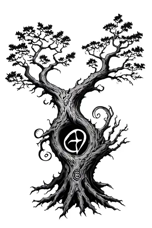 Yggdrasil Tree And God Of War Rune In It's Trunk