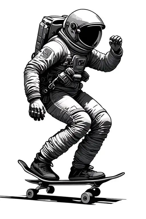 Astronaut Skateboarding