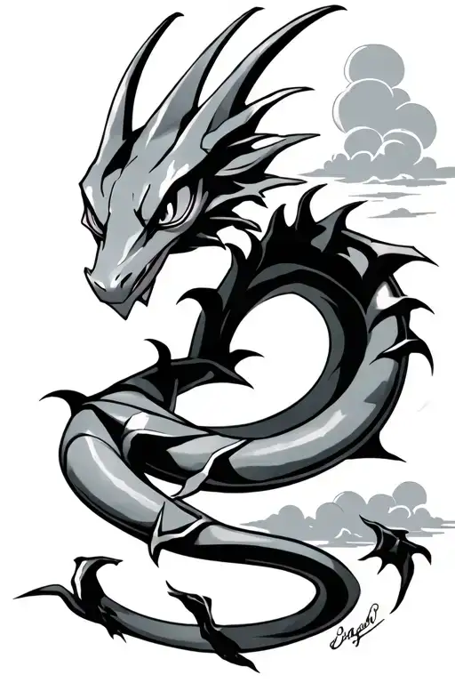 Rayquaza With Clouds As The Background