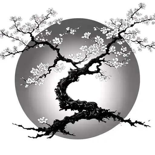 Gesha And Cherry Blossom Tree