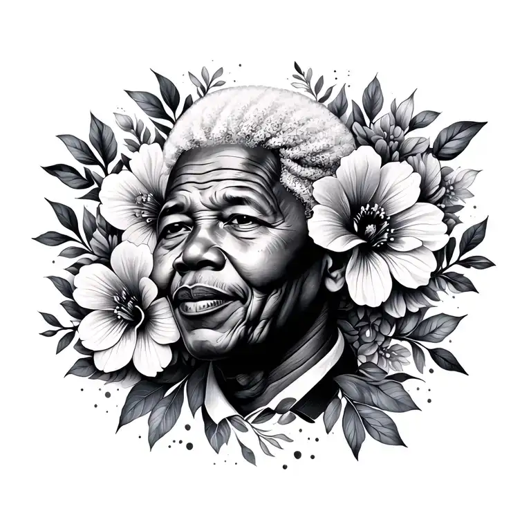 Mandela With Flowers Wrapped