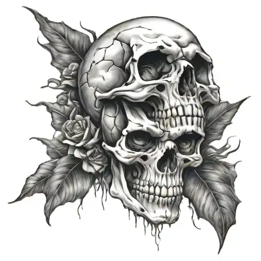 Skull Look On The Left Side And The Right Side Is Extreme Dark With Toombstones