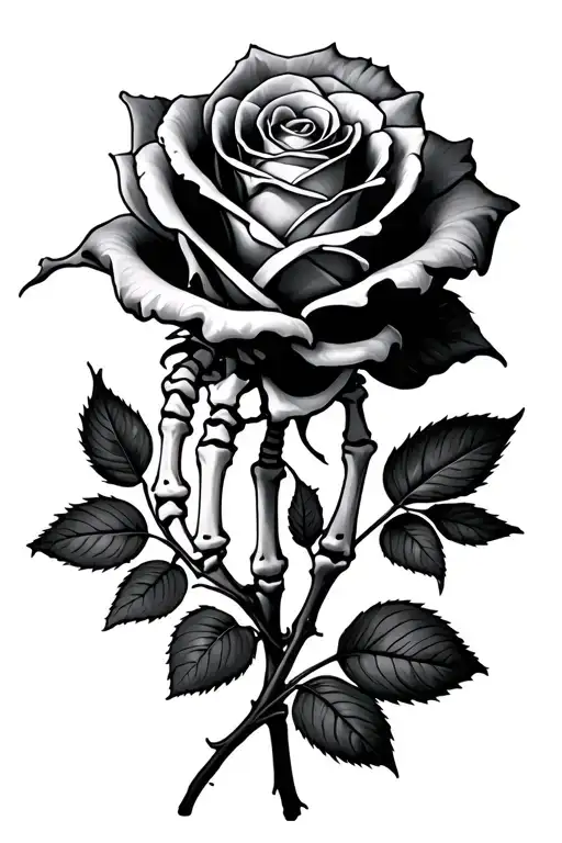 A Rose That Goes To 5 Skeleton Fingers