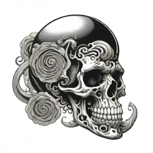 Negative Skull In Spiraling Dark Clouds Inside