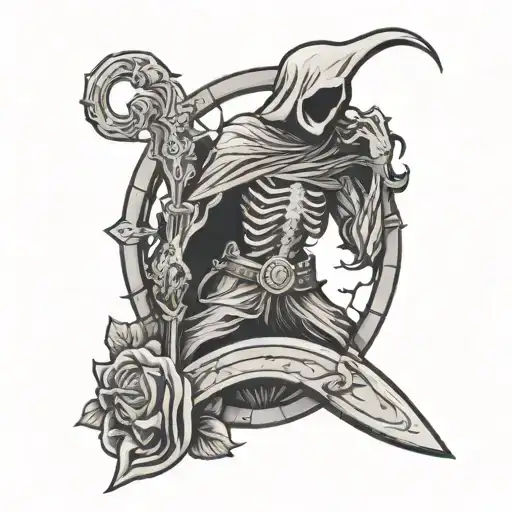 Reaper In Back Of Tombstone Amethyst Undertone Symbol