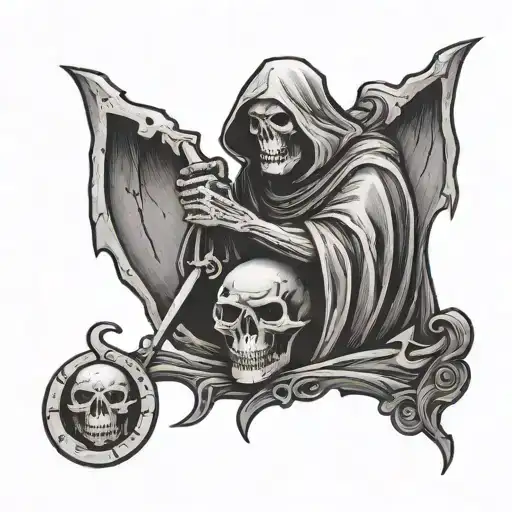 Reaper In Back Of Tombstone Amethyst Undertone Symbol