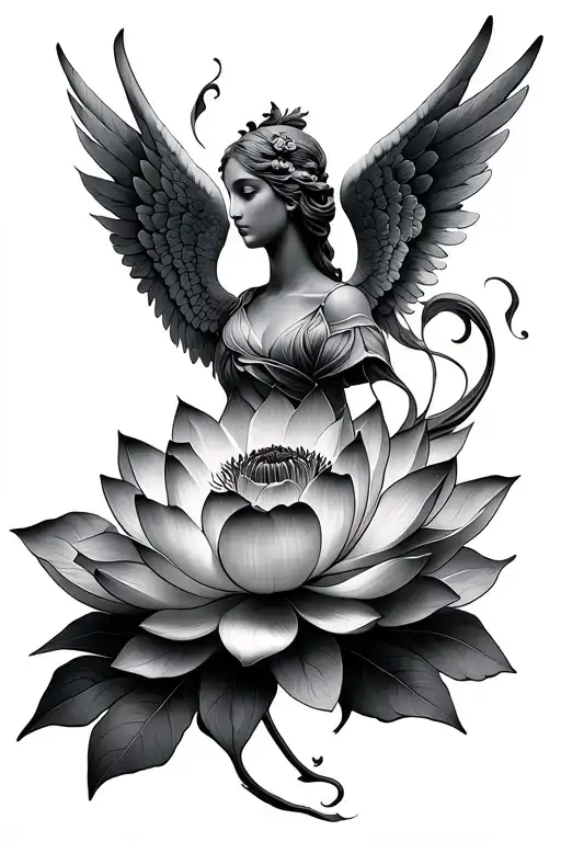 Lotus Flowers With Angel Wings