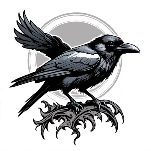 Raven Perched On Top