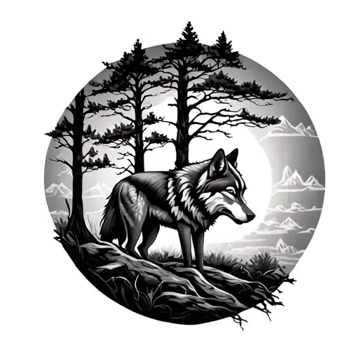 Wolf And Tree