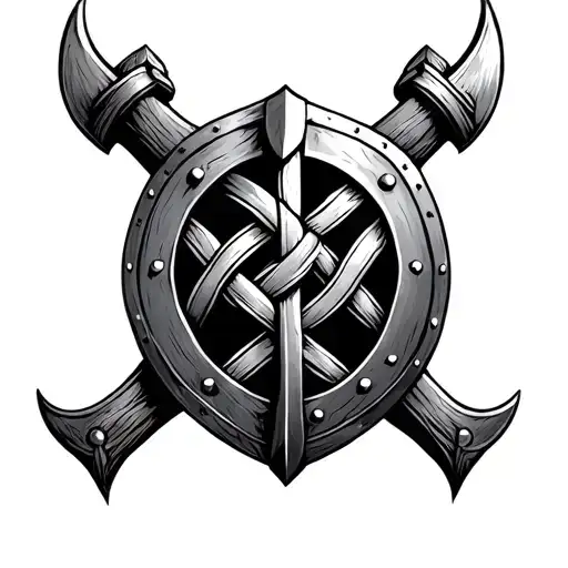 Viking Shield With Knot Symbol