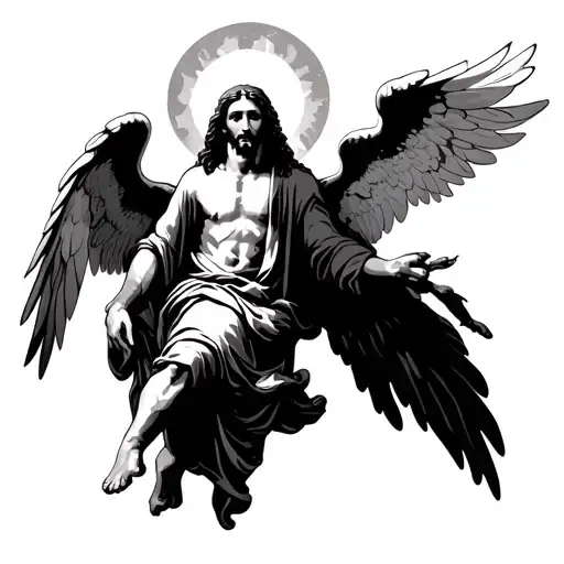 Jesus With Angels Flying