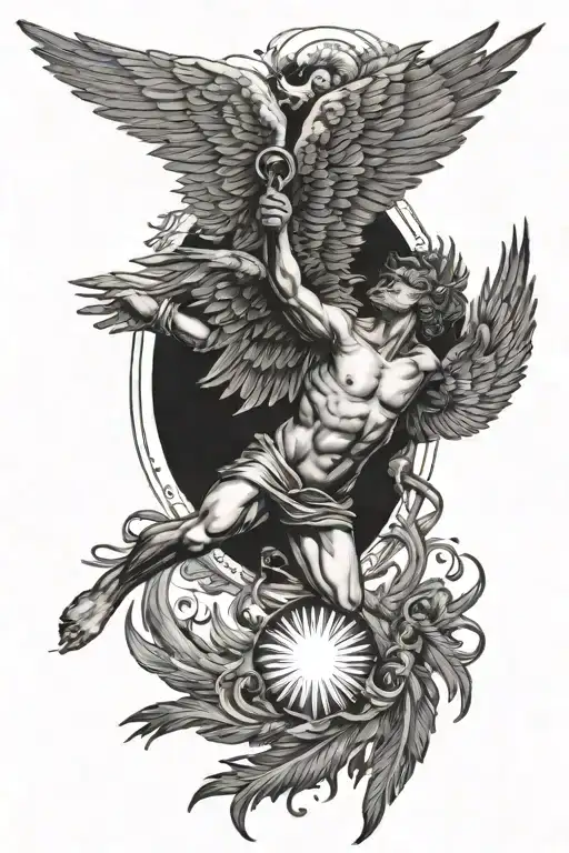 Icarus Flying Towards The Sun With His Feathers Burning