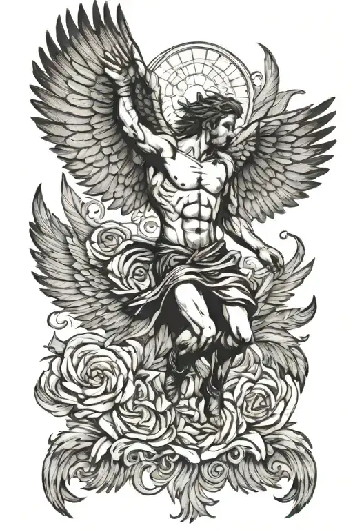 Icarus Flying With His Feathers Burning