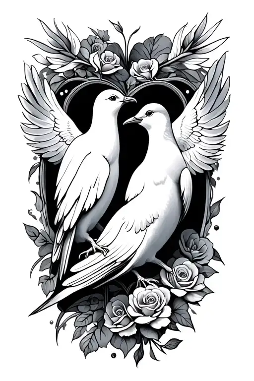 Dove In Love Heart Intertwined