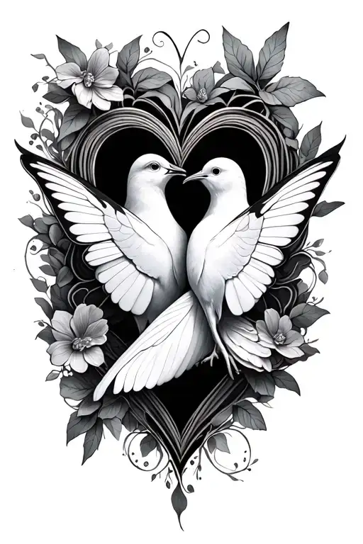 Dove Butterfly Heart Intertwined