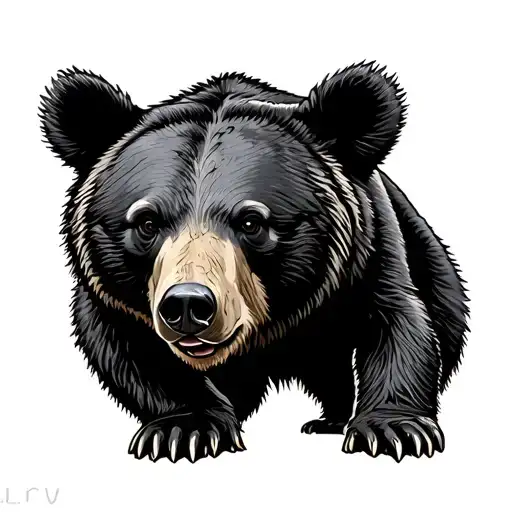 Black Bear Walking On All Fours